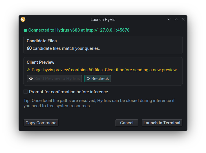 Preflight Launch Dialog