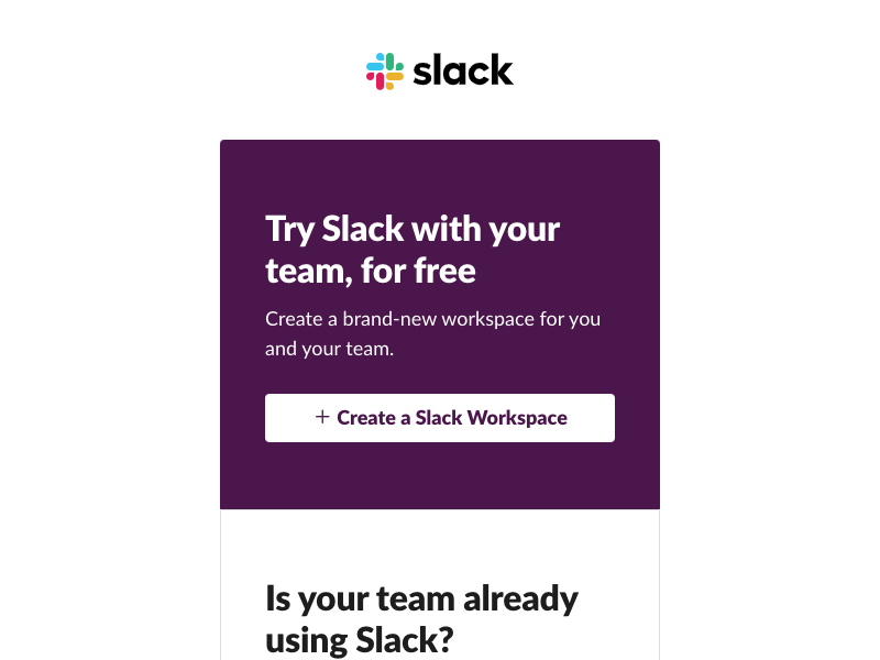 Slack Registration Page