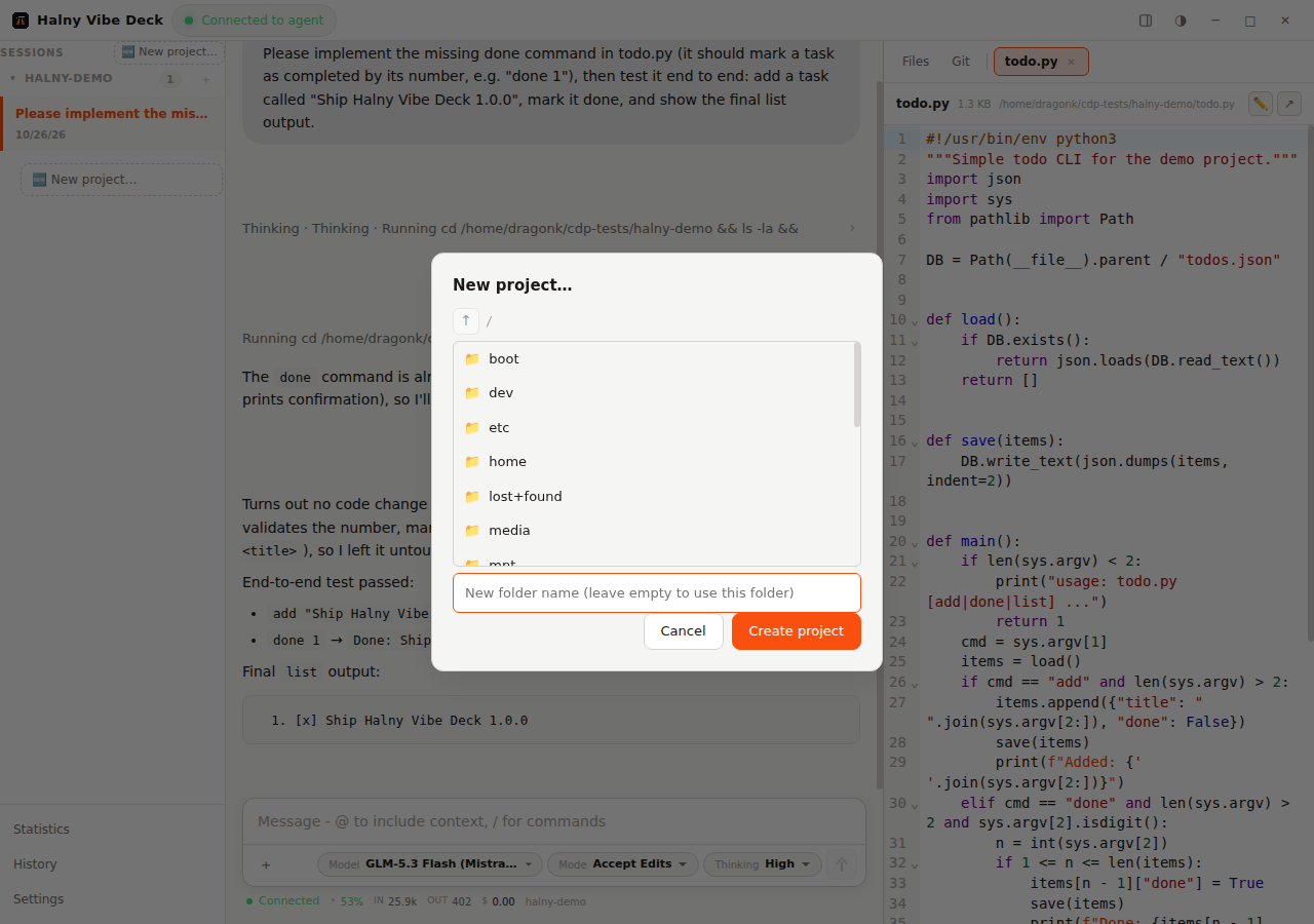 New project picker