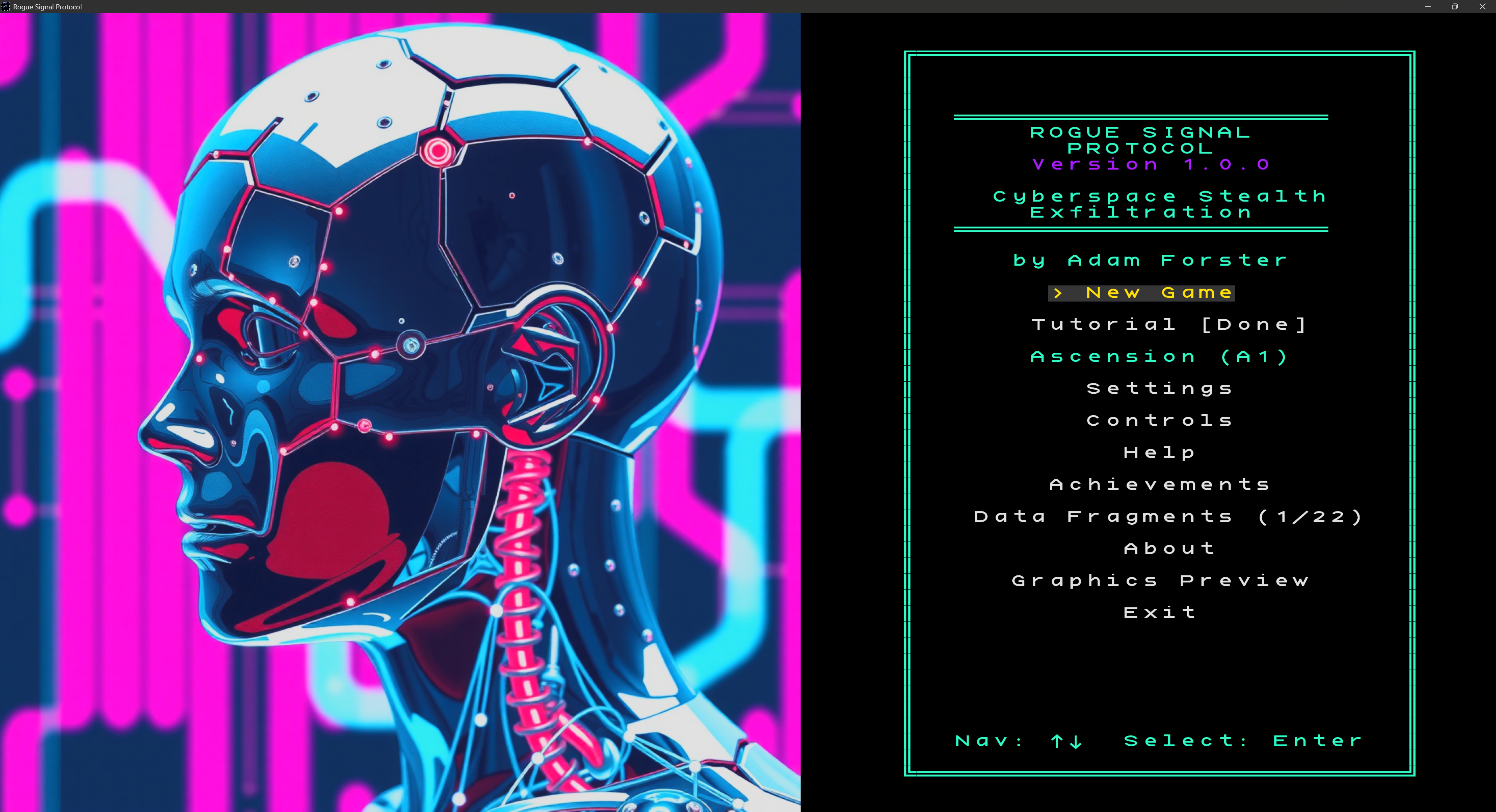 Title screen - cyberspace stealth exfiltration