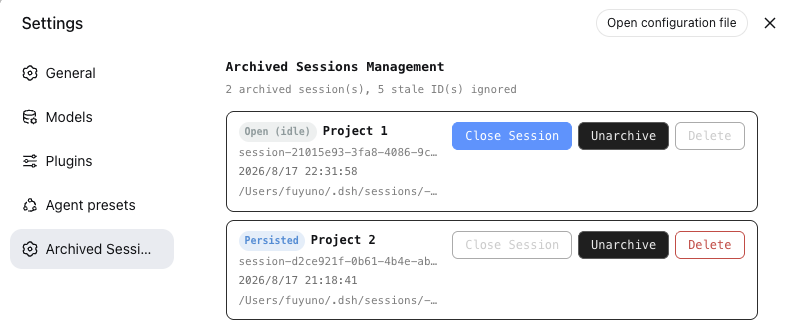 dsh-archive-session preview