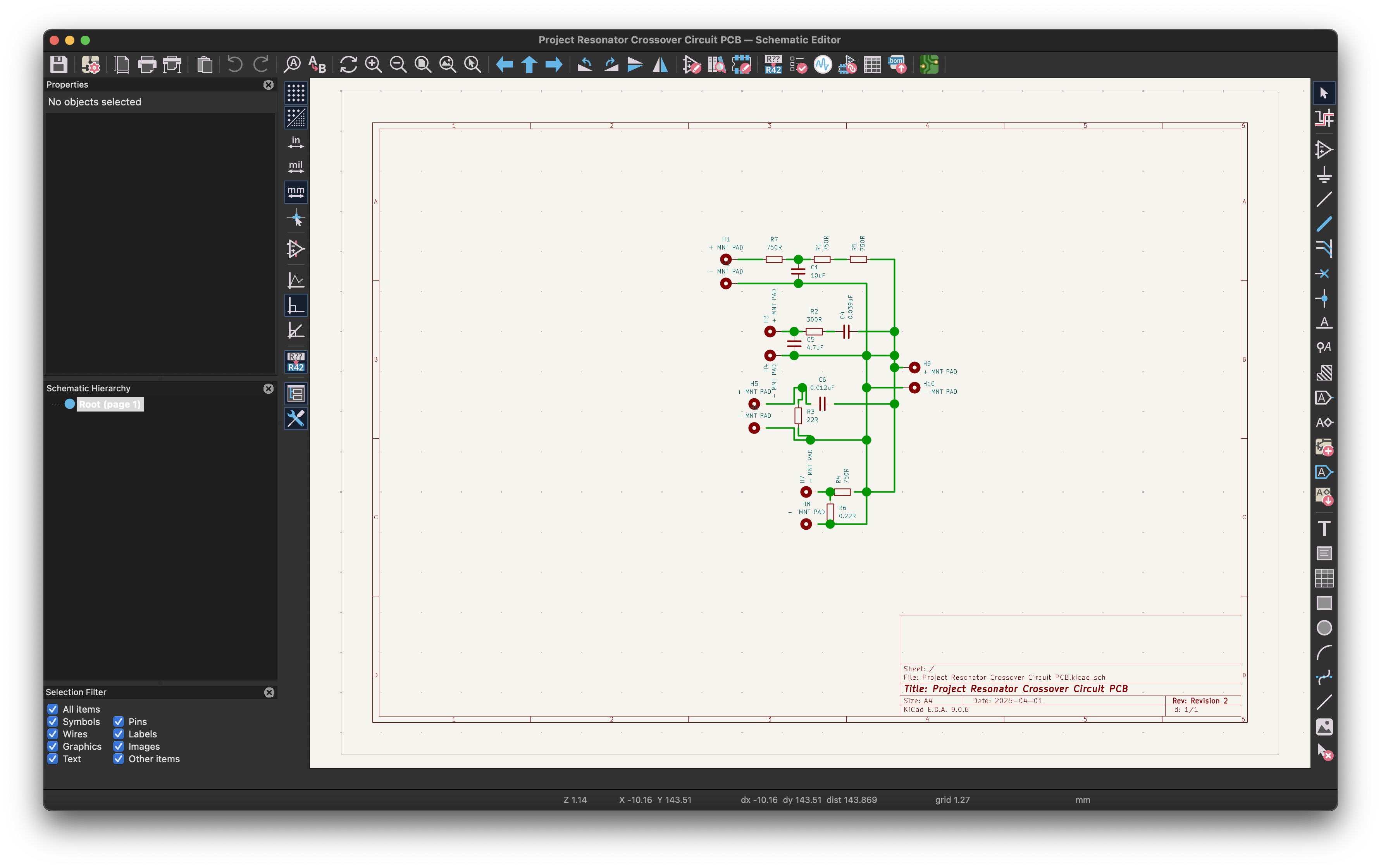 Project Resonator Crossover Schematic