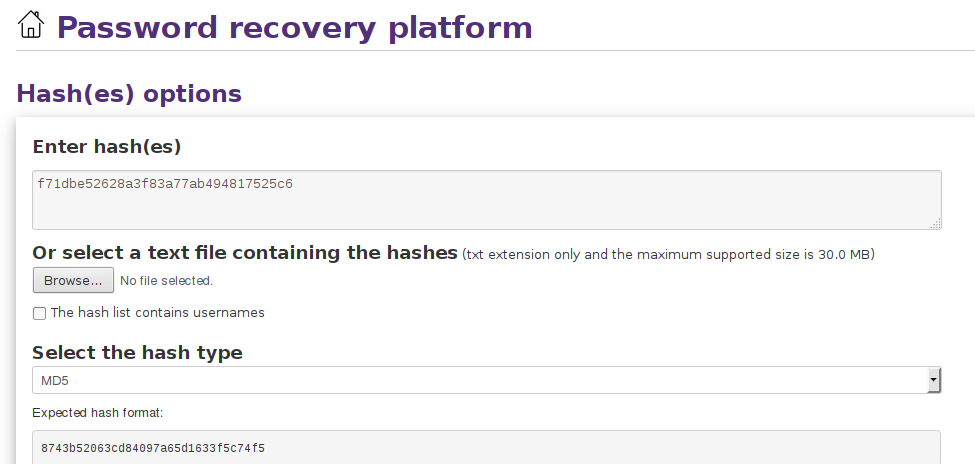 Adding an hash to crack