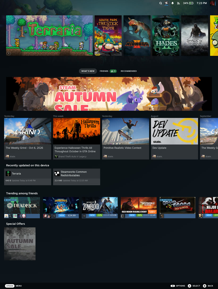 Steam resized to the inner screen in portrait