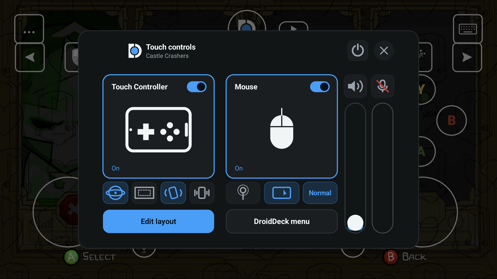 Castle Crashers touch controller and mouse settings