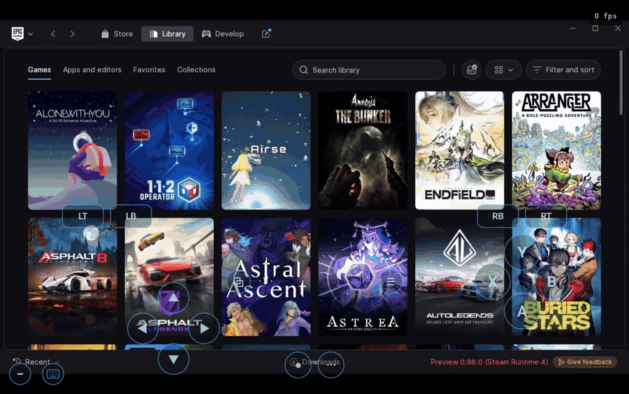 Moving the selection ring across the launcher's library with the D-pad