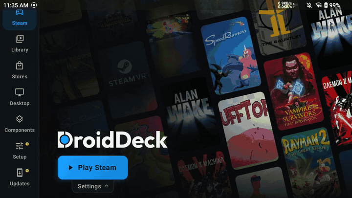 Fix it for me opening a floating guide over Android Settings that turns on developer options, Wireless debugging and pairing, then returns to DroidDeck