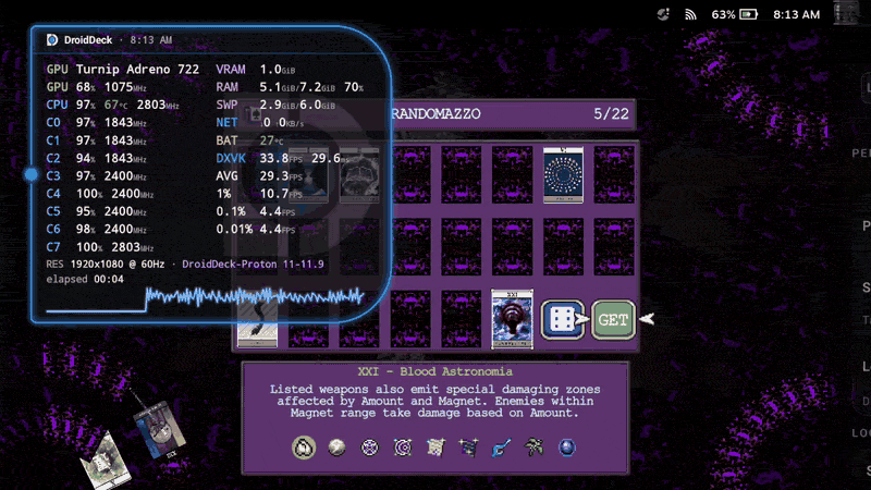 Pausing from the session menu, the paused frame as a grey card with a glass Resume button, then resuming