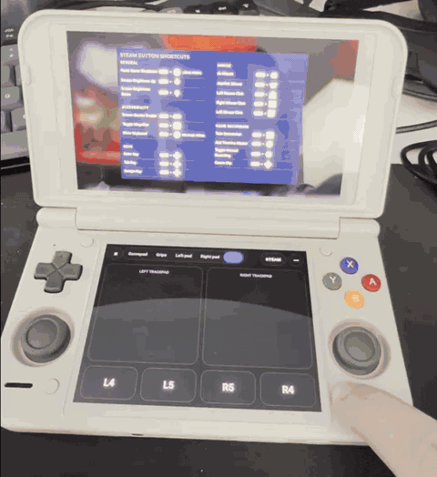 Holding Back on a Retroid Pocket Duo while Steam shows its list of shortcuts