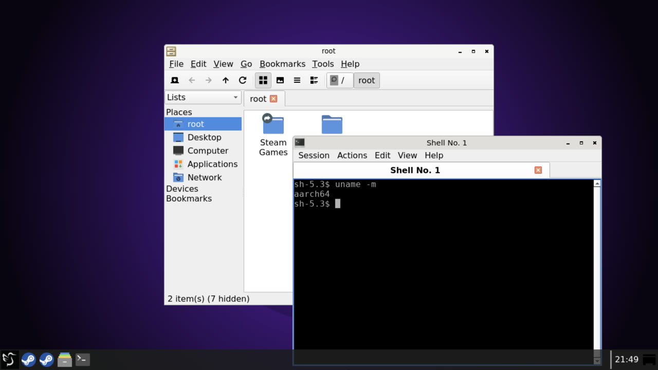 LXQt desktop with a file manager and terminal