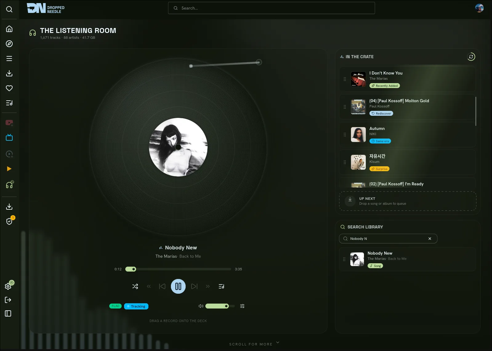 Listening Room - local files library with format and storage stats