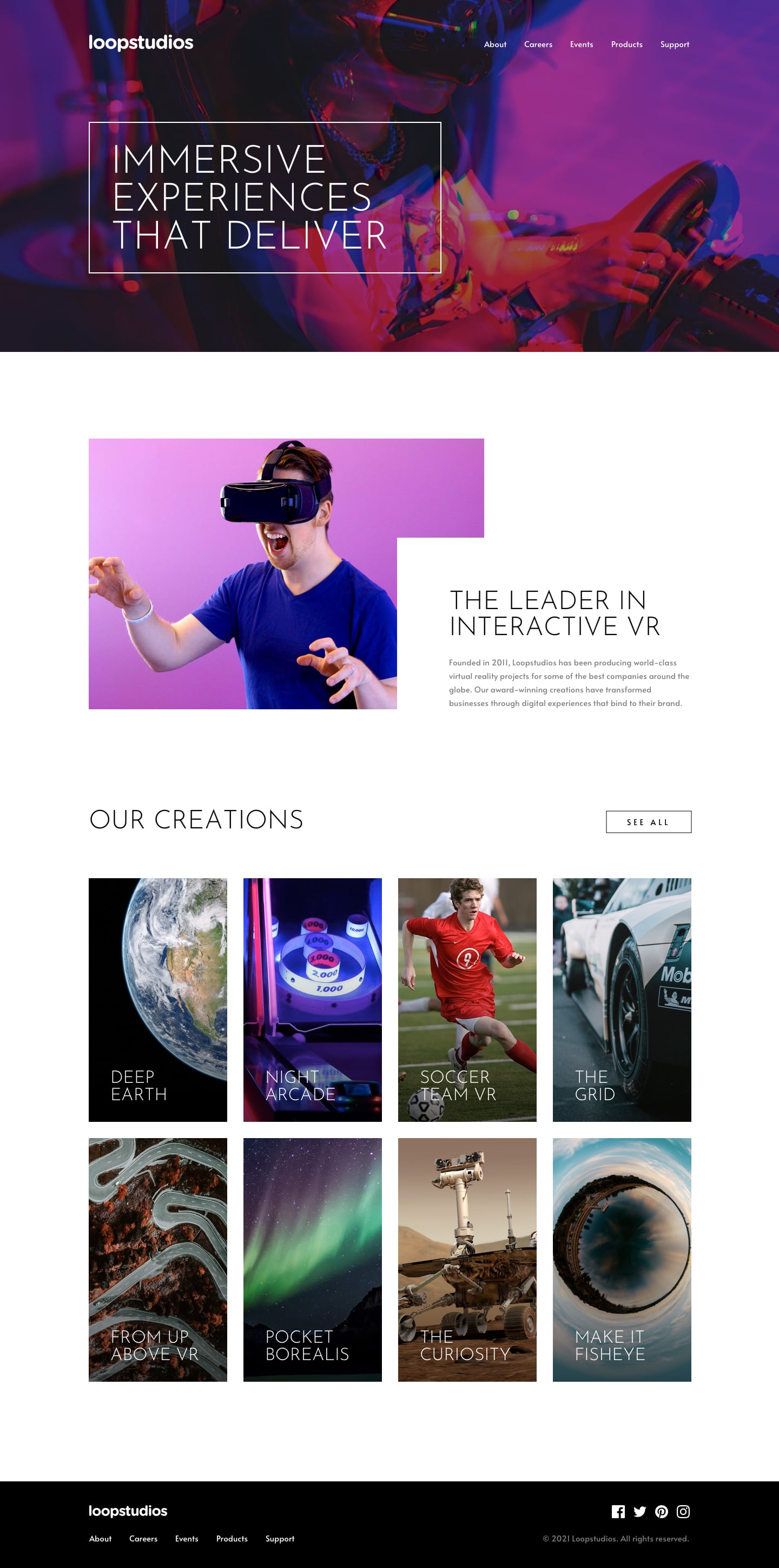 Loopstudios landing page main