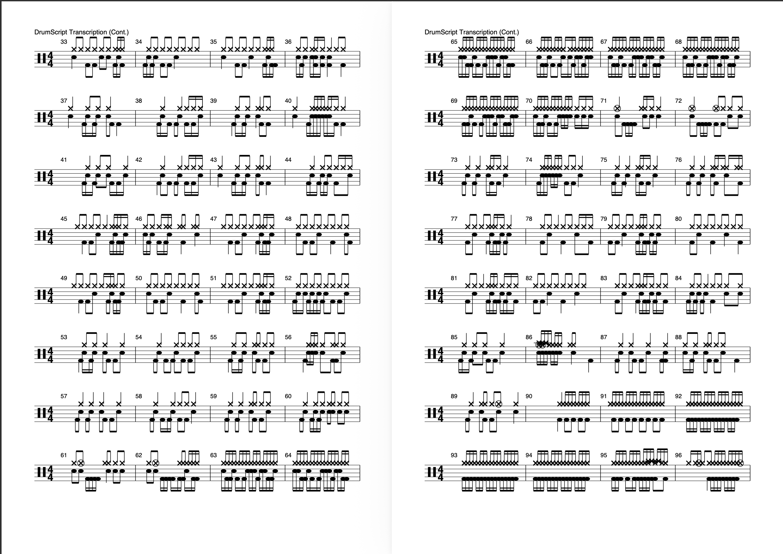 DrumScript transcription output