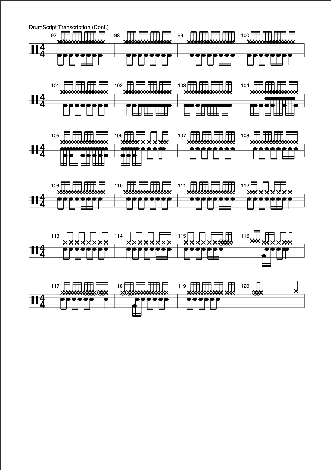 DrumScript transcription output