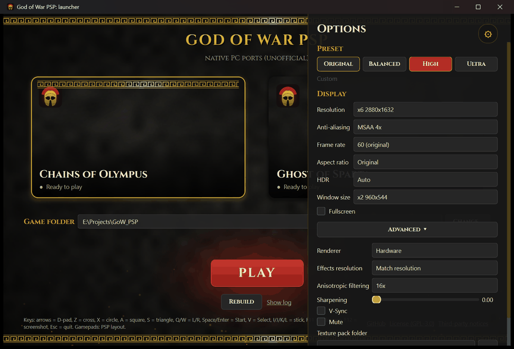 Screenshot of God of War: Chains of Olympus & Ghost of Sparta running on PC 3