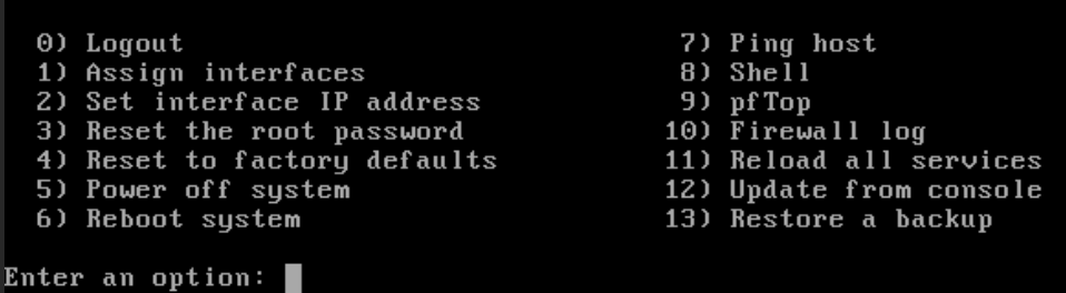 OPNsense 主控台提供 Reload all services 選項