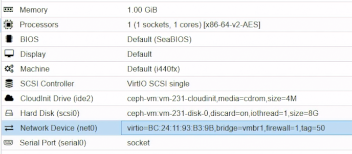 jump01 使用一個 vCPU、一 GiB 記憶體、八 GiB 磁碟及 VLAN 50 網卡