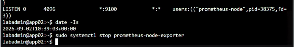 app02 記錄時間後停止 Node Exporter