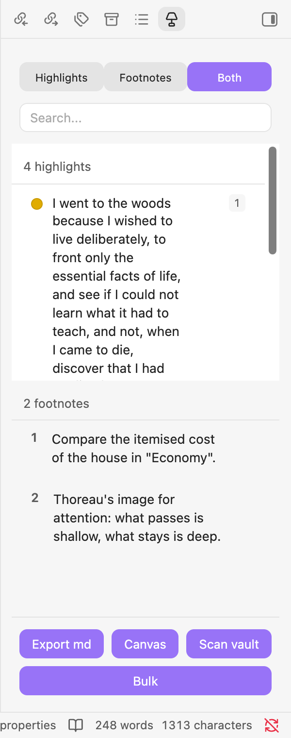 The navigator in Both mode, highlights above and two footnotes below.