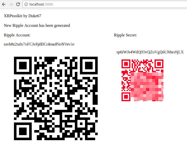 New Account with QR codes