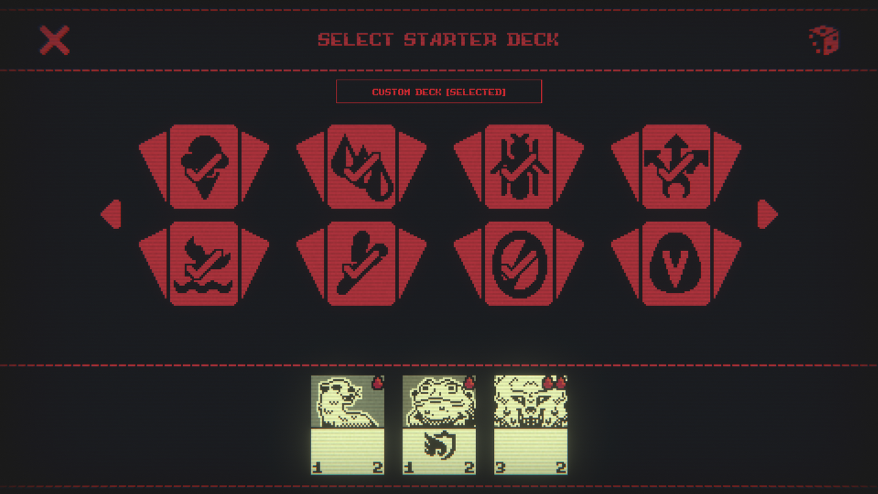 Starter deck screen