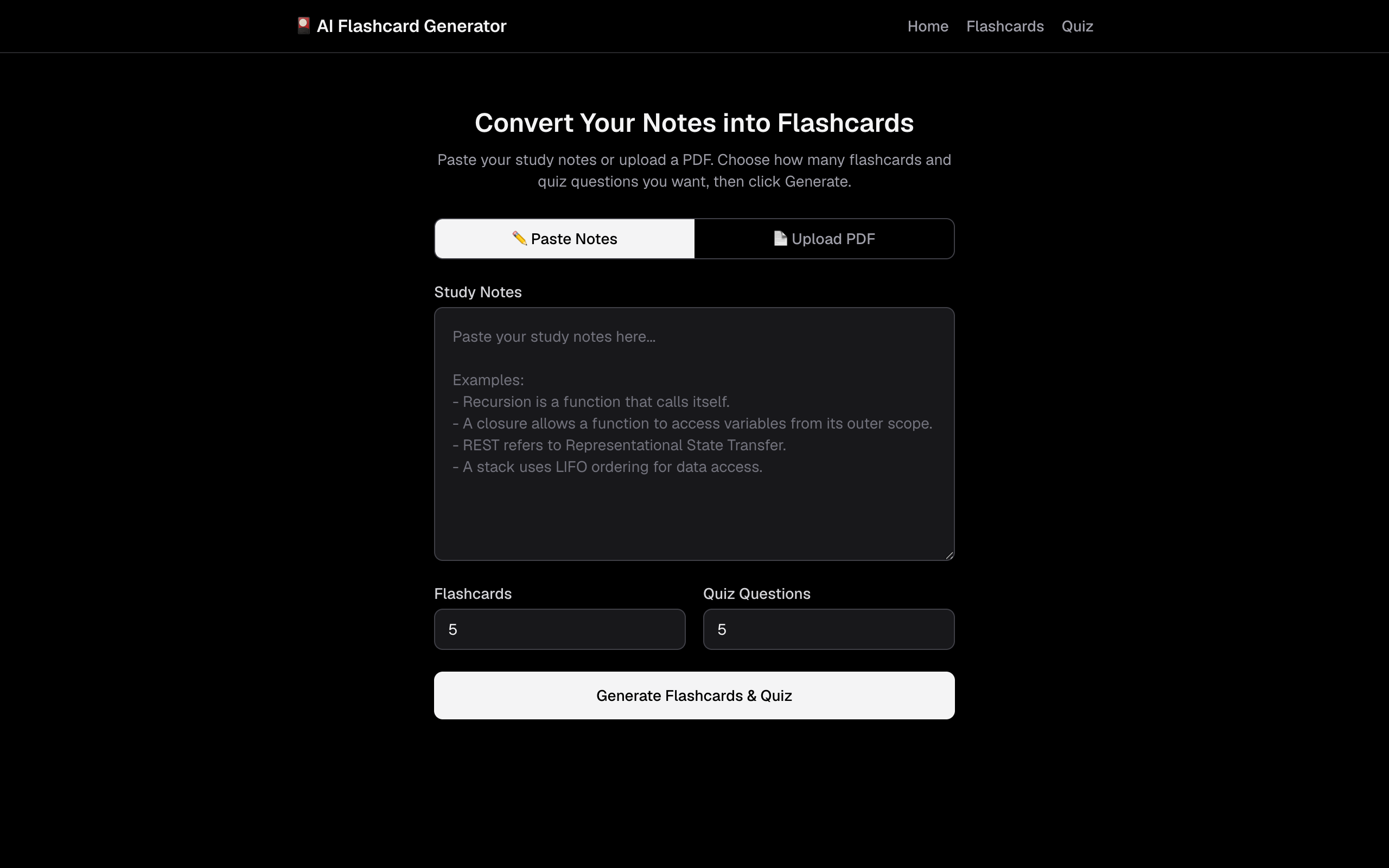 flashcard-ai-generator screenshot