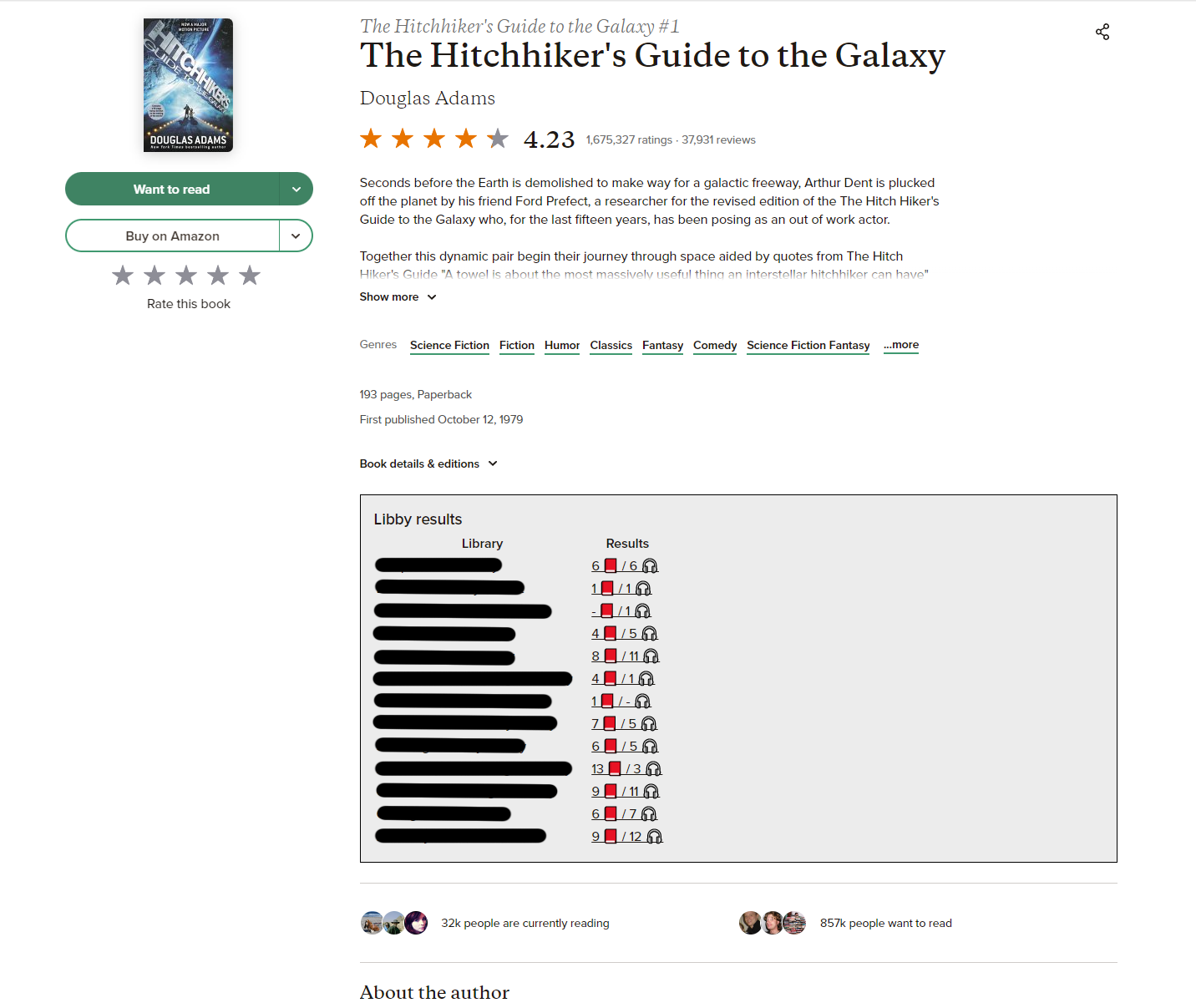 The search results on Goodreads