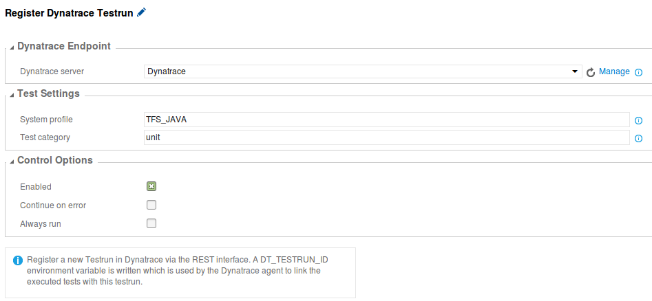 Register Dynatrace Testrun Task