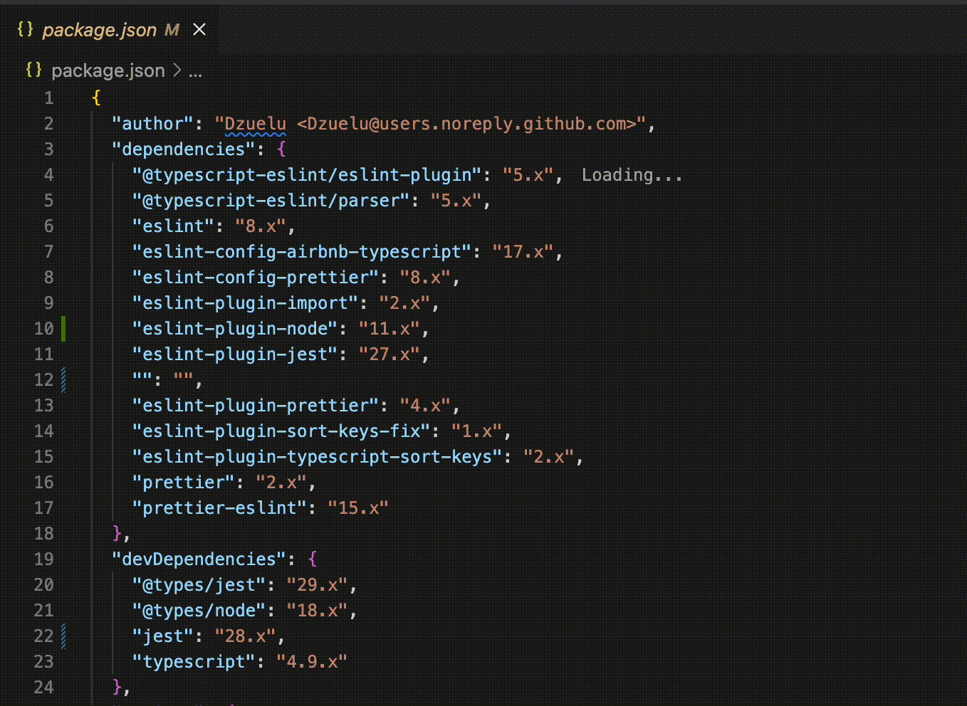 example loading from npm command