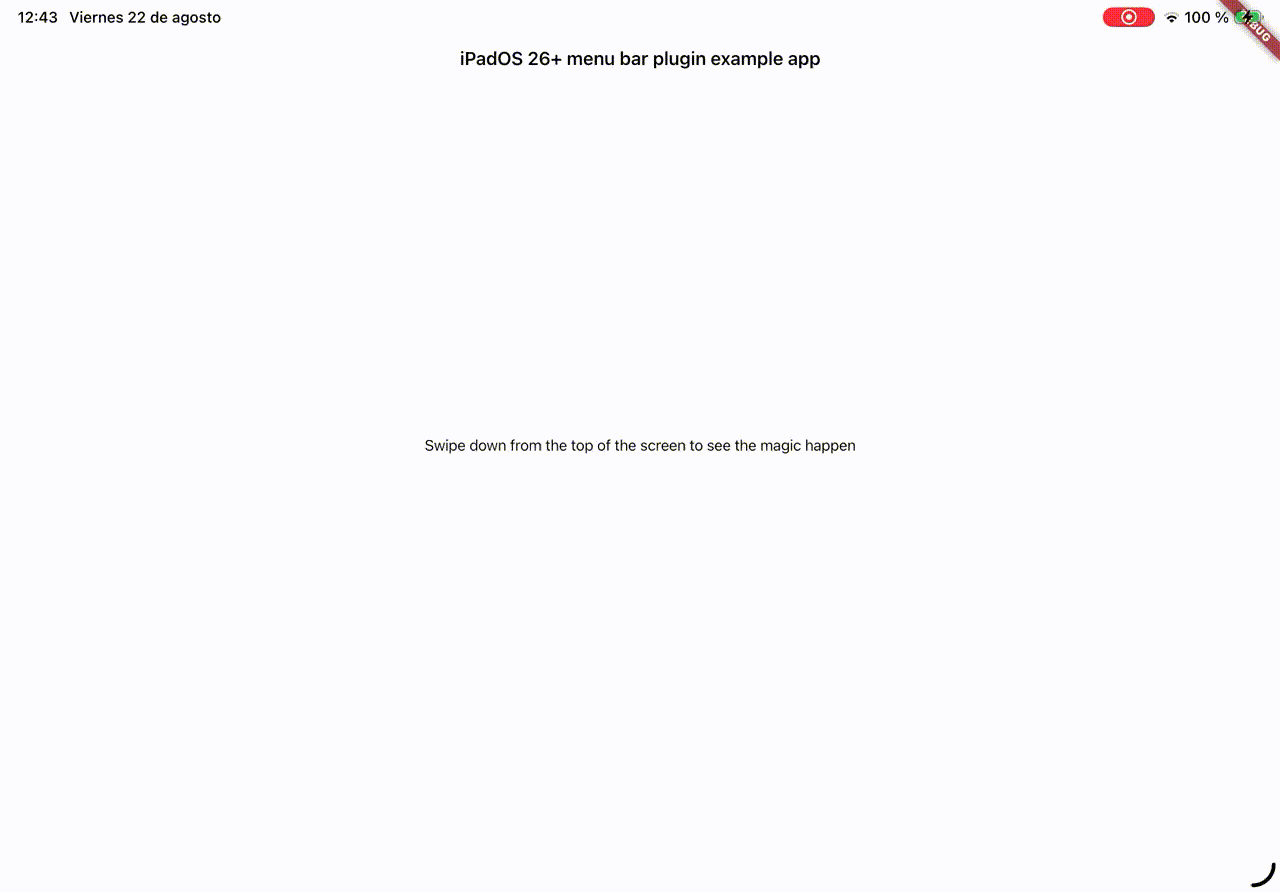 iPad menu bar preview