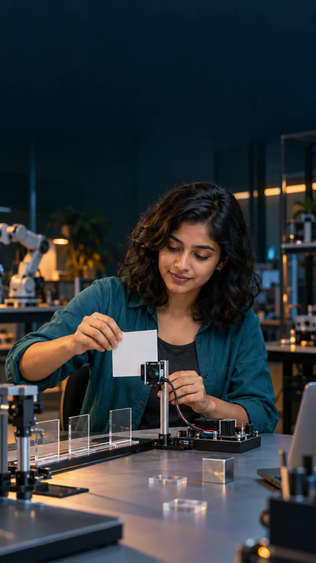 Postgraduate engineering student connecting a research question to sensor evidence and a methodology pathway