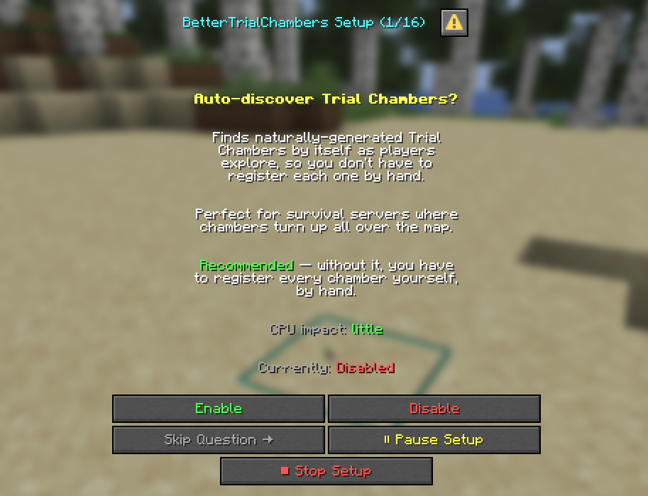 The /trial setup tour as a native Dialog popup