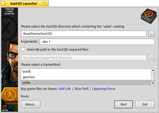 Xash3D Launcher Screen