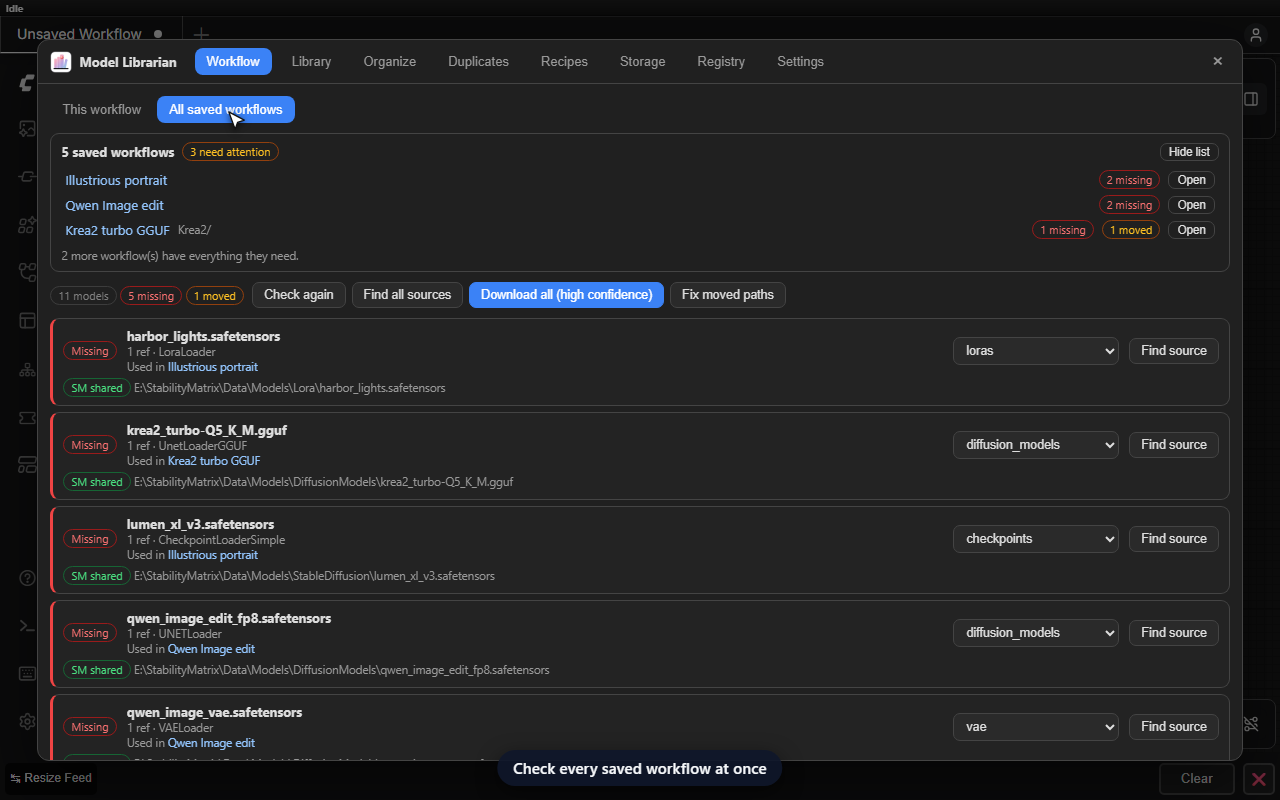 Saved workflows