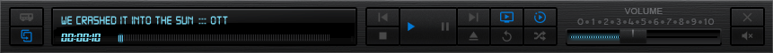 Includes a 'Mini-Player' opened from tray icon/menu. Small skinned UI with only basic playback controls