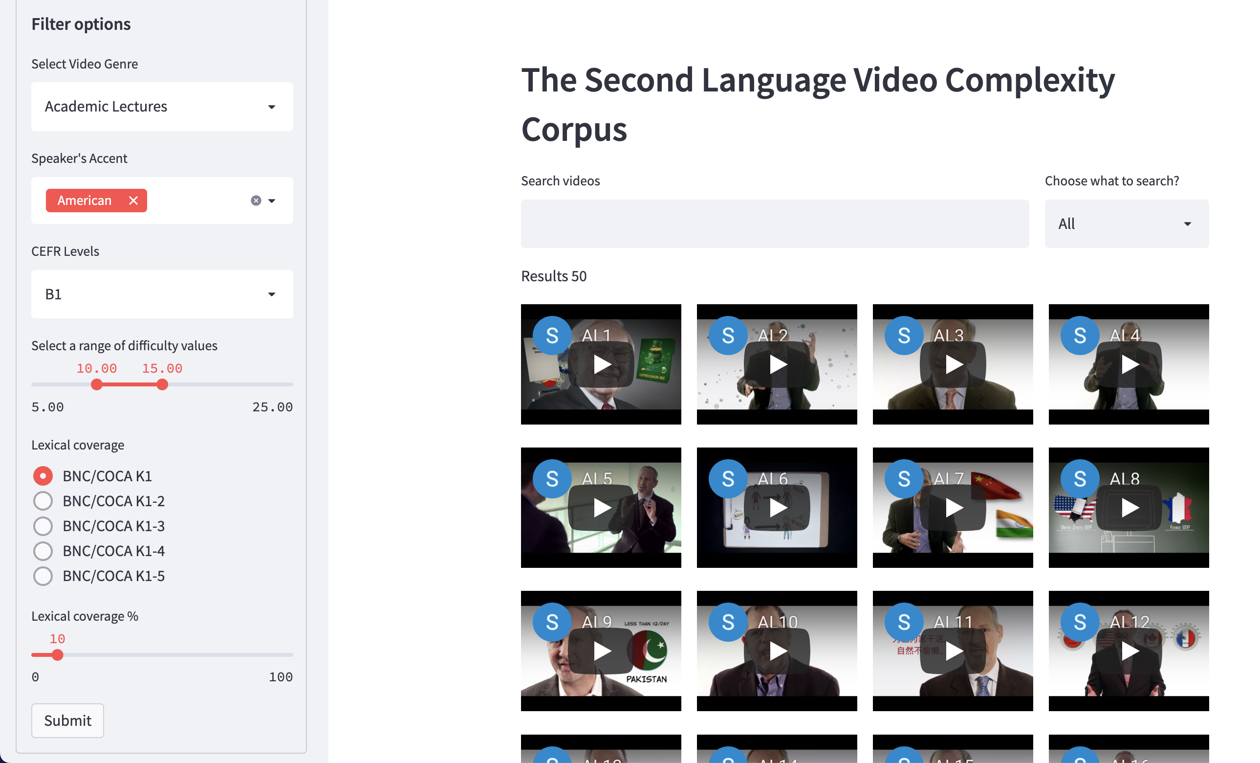 The Second Language Video Complexity Corpus