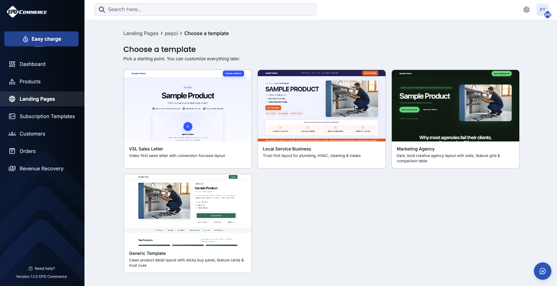 AI Product Landing Pages generating a full landing page from a product description