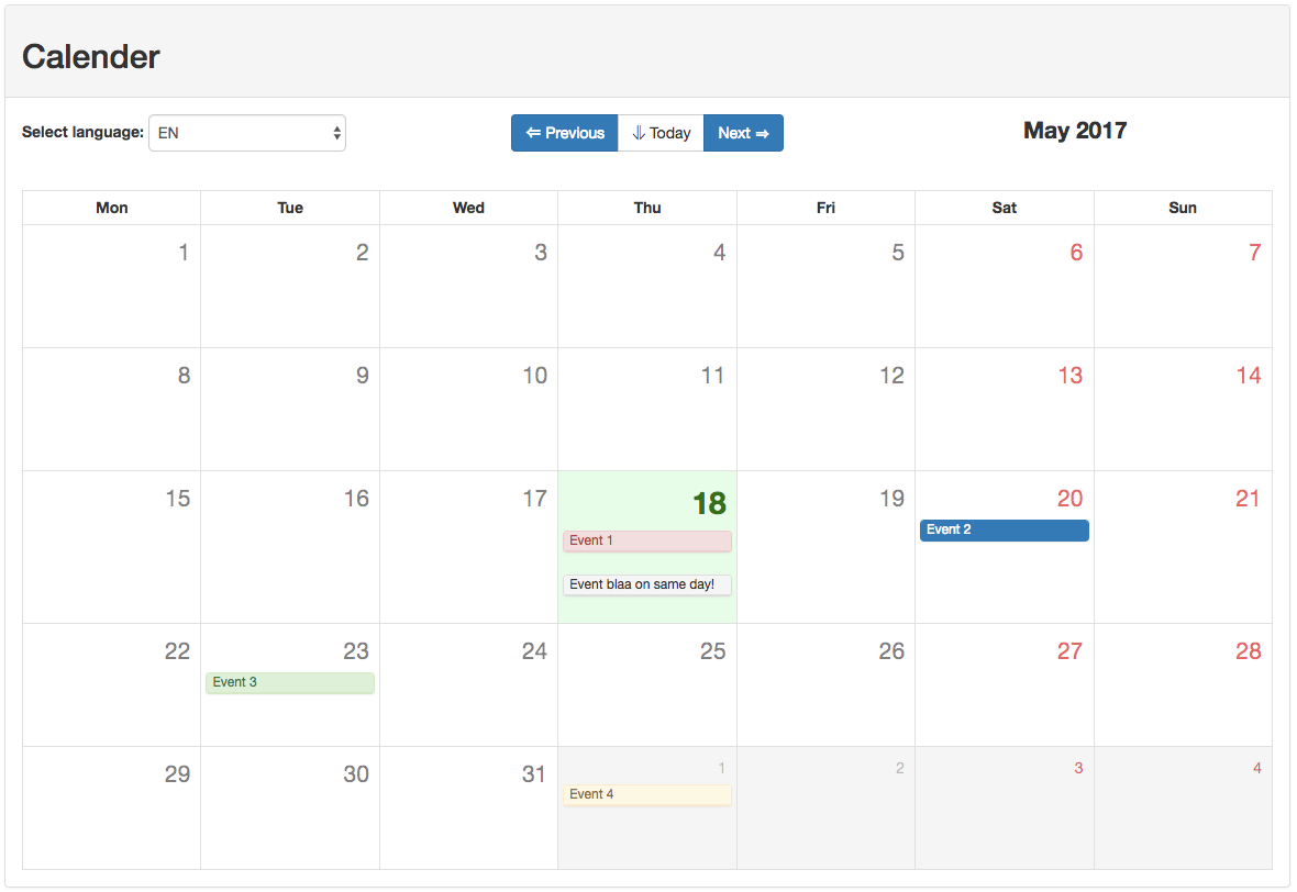 Demo Vue Bootstrap Calendar