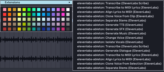 Extension context menus in Live