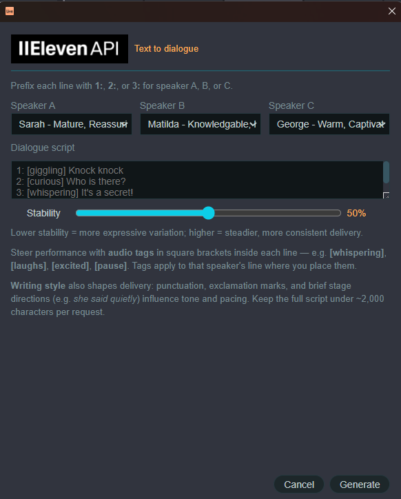 Text-to-Dialogue modal