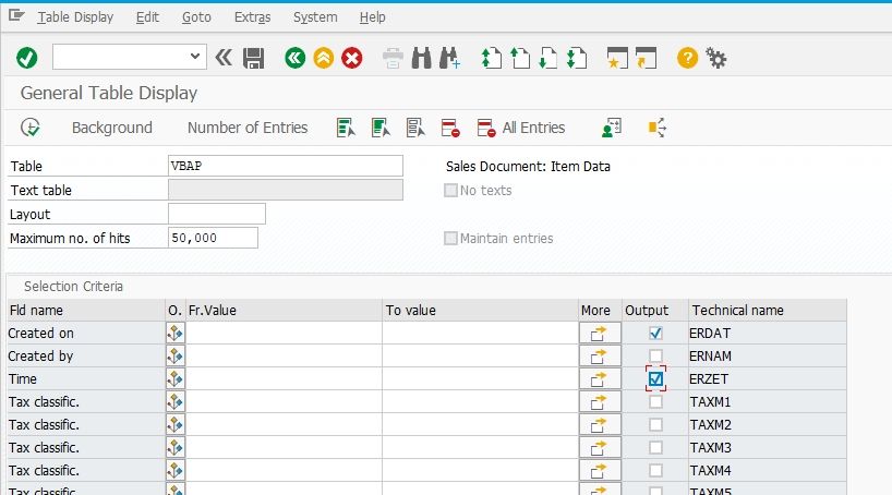 sap sales timestamps export