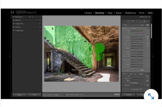 In this image, the Adjustment brush is having an unwanted effect on some areas. What is the best way to clean this up?