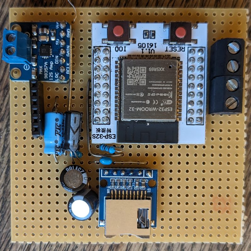 Top view of the quickly assembled PCB