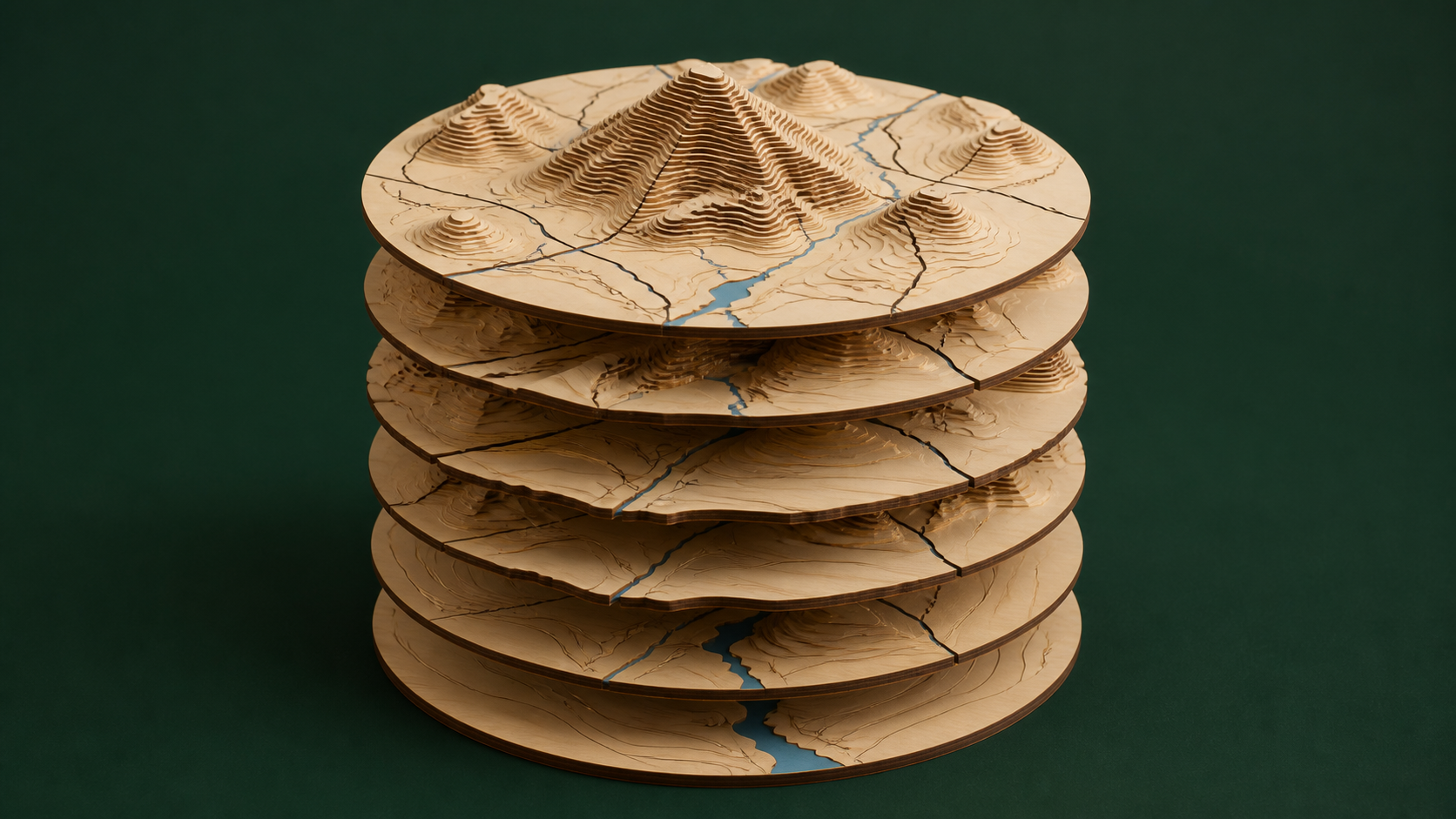 Illustration of stacked topographic terrain layers