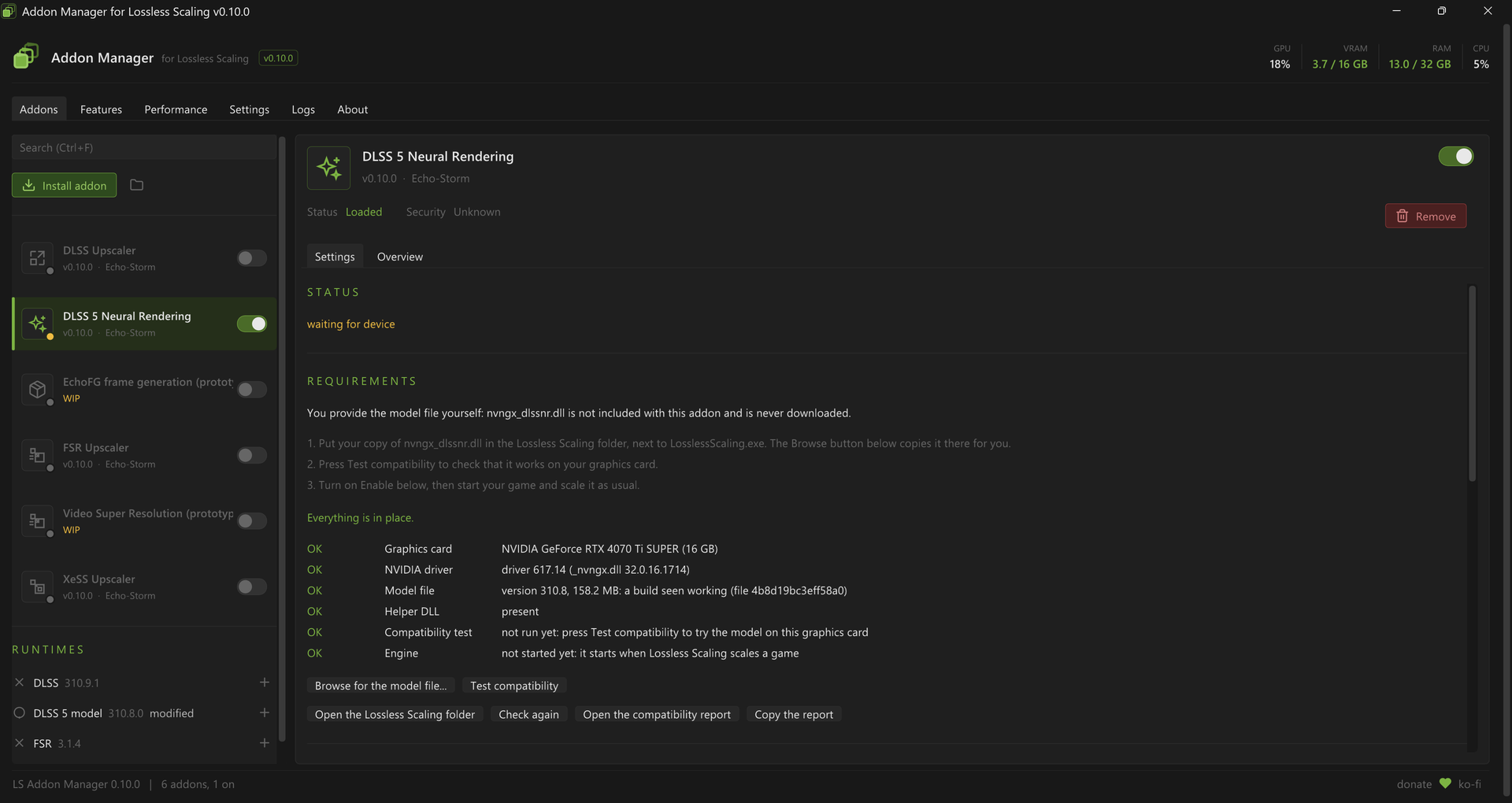 ls-addon-manager window