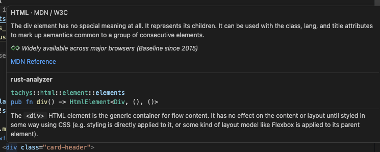 Leptos view! hover info is now useful