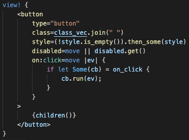 Leptos view! macro where rust-analyzer's semantic tokens have overridden the RSX highlighting