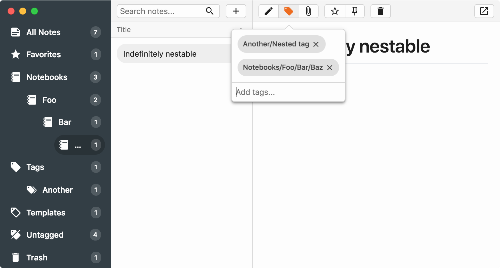 Indefinitely Nestable Tags