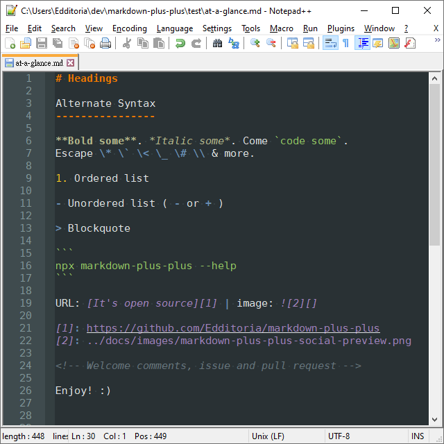Markdown in Obsidian Theme of Notepad++