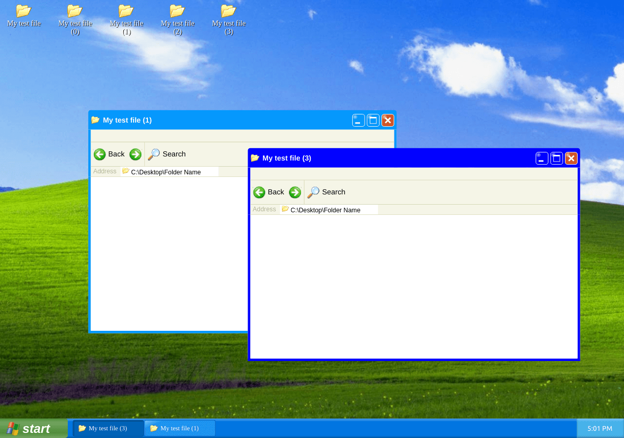 Desktop screen with some open folders